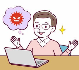 Elderly man in red sweater