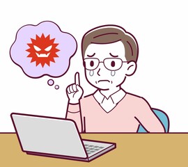 Elderly man in red sweater