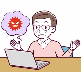 Elderly man in red sweater