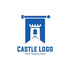 Castle Logo, Authentic Castle tower silhouette for real estate, protect systems 