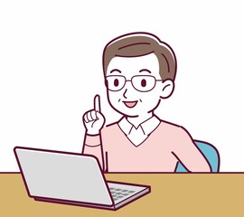 Elderly man in red sweater