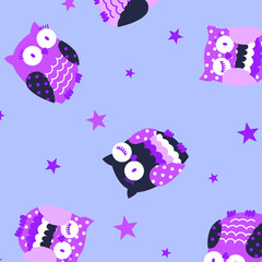 cute owls pattern vector illustration
