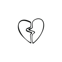 Simple doodle heart. Hand drawn heart isolated on white background. Valentine's Day symbol. Vector illustration.