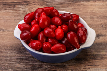 Sweet and ripe cornel berries