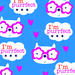 Cute baby Cat pattern vector illustration.