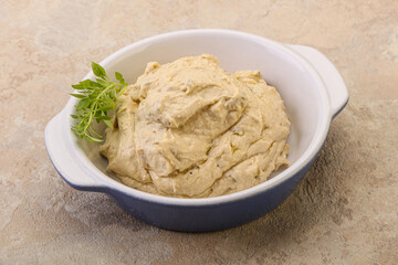 Vegan food - hummus with olive oil