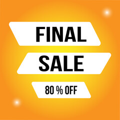 final sale business poster with white ribbon. Clean text on yellow background