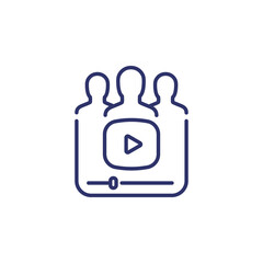 video marketing line icon on white