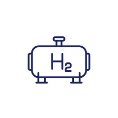 hydrogen gas tank line icon on white