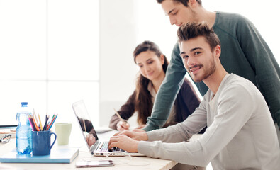 Group of students networking