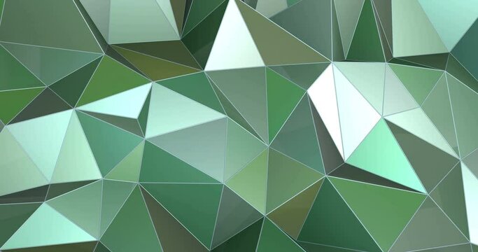 green abstract geometric rumpled triangular low poly style 4k video graphic background