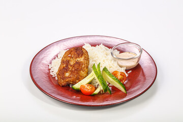 Steamed Rice with chicken cutlet