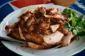 grilled neck pork with spicy sauce in thai style