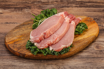 Raw pork steak for cooking