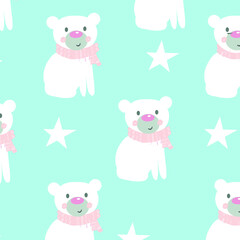  cute panda pattern vector illustration. Beautiful design elements, perfect for nursery.
