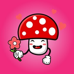 cute mushroom cartoon mascot character