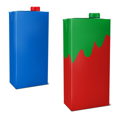 Color blank brick shaped carton box with screw cap isolated on white background,  vector illustration