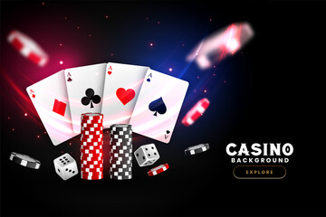 Obraz premium realistic casino background with cards chips and dice