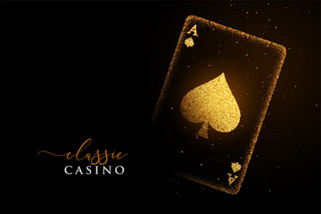 golden ace of spades made with particles background - obrazy, fototapety, plakaty