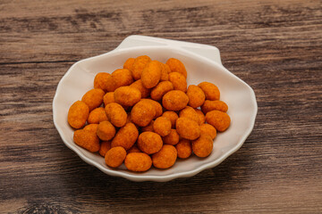 Spicy peanut heap in the bowl