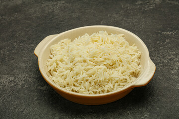 Steamed basmati rice in the bowl