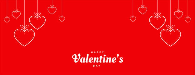 valentins day red decorative hearts banner design