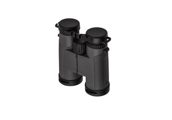 Modern binoculars isolate on a white back. Long-distance observation device.