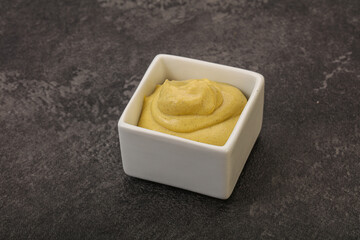 Dijon mustard sauce in the bowl