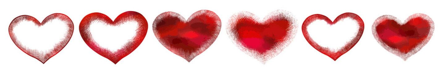 Set of red hearts. Vector illustration. For logo, icons, tattoo. Happy Valentine's Day.