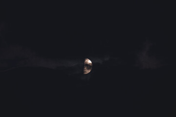 The moon among the stars and clouds