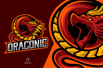 red dragon mascot esport gaming logo illustration template © eryusan