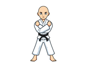 Bald man cartoon style karate master © circleana