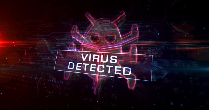 Virus detected symbol, computer protection, cyber attack, phishing, digital worm and bug icon. Futuristic abstract concept 3d rendering.