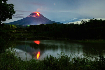 Mount Merapi is the most active volcano in Central Java and Yogyakarta, Indonesia. Merapi lenticular clouds, cloud rings and lava droplets Mount Merapi is the most active volcano in Central Java and Y