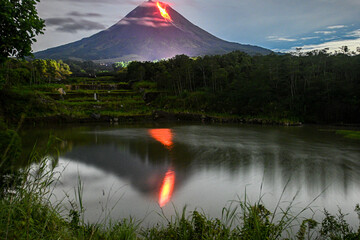 Mount Merapi is the most active volcano in Central Java and Yogyakarta, Indonesia. Merapi lenticular clouds, cloud rings and lava droplets Mount Merapi is the most active volcano in Central Java and Y
