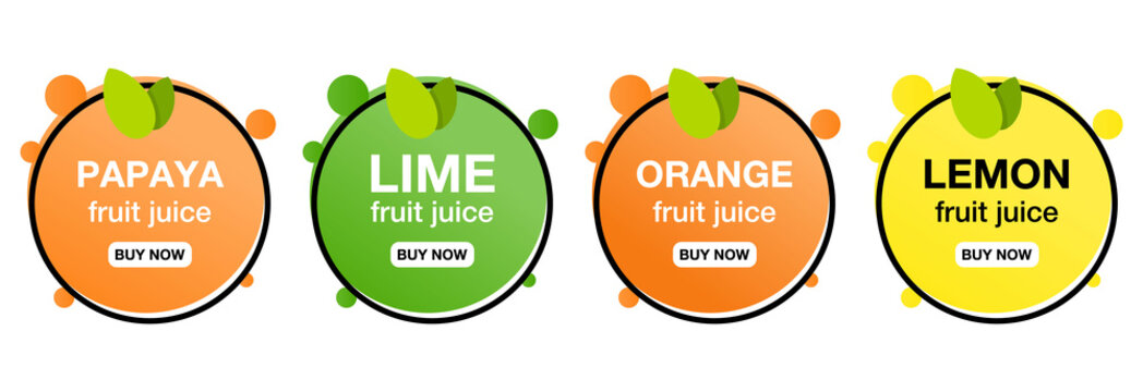Orange lemon lime papaya healthy juice design sticker.