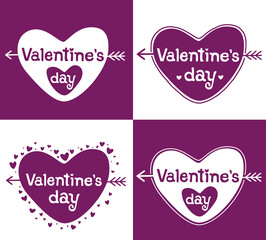 Valentines day. Heart shape hand drawn decorative illustration. Lilac color