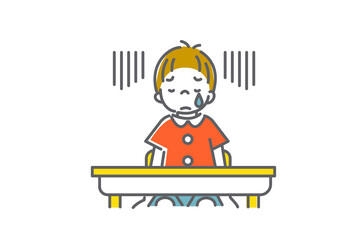 授業中好き勝手に過ごす子供たちのシンプルでかわいい線画イラスト Wall Mural Atelier Fmika