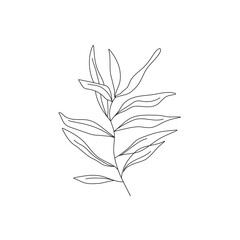 Leaves Line Art Drawing. Vector Hand Drawn Line  Art Tropical Leaves. Minimalist Trendy Contemporary Design Perfect for Wall Art, Prints, Social Media, Posters, Invitations, Branding Design.