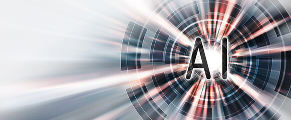 抽象的な背景、サイバー、AI文字あり、赤