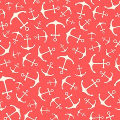 Nautical seamless pattern with geometric ship anchors