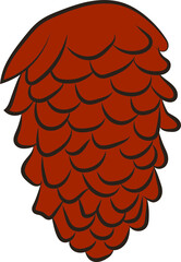 vector brown pine cone. flat image of brown spruce cone.
