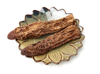 Cynomorium songaricum  Rupr on white background