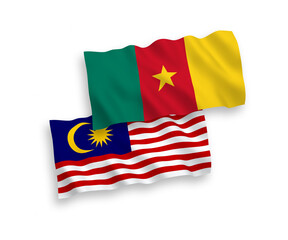 Flags of Cameroon and Malaysia on a white background