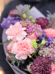 Flower composition of dried flowers. Macro photo. Wedding decor. A Beautiful bouquet of fresh flowers.