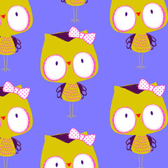 cute owls pattern vector illustration