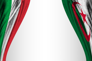 Flag of Italy and Algeria with theater effect. 3D illustration