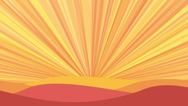 Abstract design of sunburst useful in motion banner design. Animated orange illustration. Radial pattern with waves.