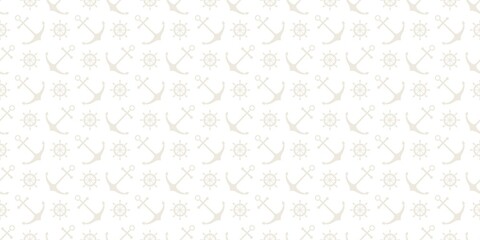 Nautical seamless pattern with ship wheels and anchors