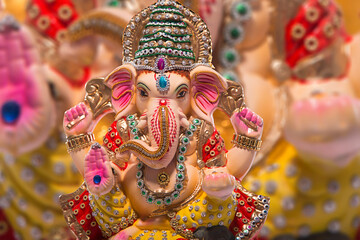 beautiful ganesh idol in focus	